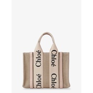 [pre-order] Chloe' Woody linen and leather Tote Bag - Cement Pink