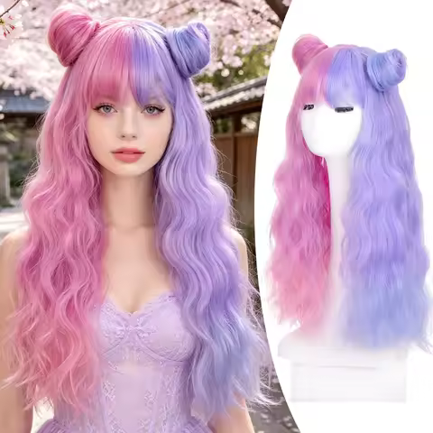 Synthetic Long Curly Hair Lolita Wig Synthetic Wig Full Head Female COS Wig Candy Colored Long Curly