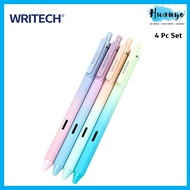 [HUANYO] Writech Ombre Retractable Gel Pens 0.7mm Fine Point Blue Ink Silent Click Fast Dry 4 Colour