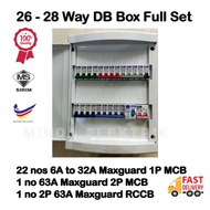 DB Box 26 - 28 way 63A (Full Set) Maxguard 1P MCB 6A -32A Distribution board [Customize service avai