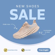 H0KA CLIFTON 9 Running Shoes Vanilla Astral / Free Socks