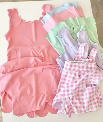 GSD2371 girl dresses baby girl clothes Pink lace yoga sleeveless dress Wholesale Summer Boutique kid