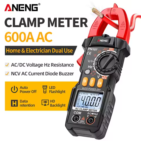 ANENG PN107 4000Counts Clamp Meter AC DC Current Digital Multimeter USB Charge 600A Amperimetric Cla