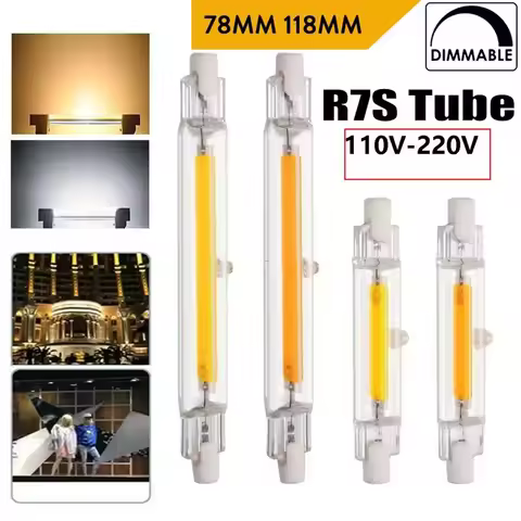 1-10Pcs Dimmable R7S COB LED Glass Tube 78MM 118MM 7W-30W LED Light Bulbs J78 J118 AC110V-220V LED L