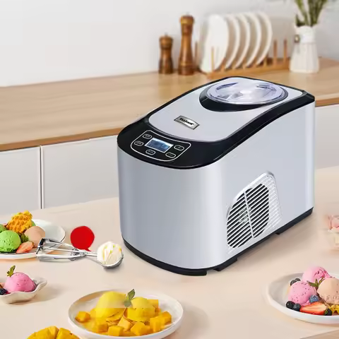 1.5L Automatic Ice Cream Maker Machine, -43°C Fast Freezing, 55dB Quiet, 30 Mins Soft Serve for Home