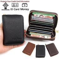 Men Business Card Holder Leather ID Credit Card Case Women Zipper Pocket Card Case Zipper Coin Purse Passport Card Wallet