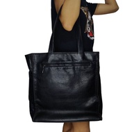 SSAMZIE Black Leather Tote Bag