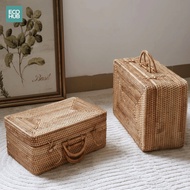 ECOHUB rattan suitcase with handle for travel,CNY decoration, picnic 46x32x20cm
