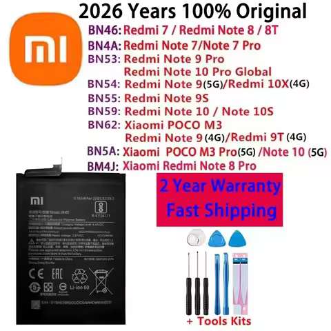 Original BN46 BN53 BN54 BN4A Battery For Xiaomi Redmi 7 9T 10X POCO M3 Note 7 8 8T 9 9S 10 10S pro B