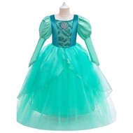Disney Ariel Princess Dress Autumn Winter Girls Halloween Mermaid Ariel cosplay Long Sleeve Princess