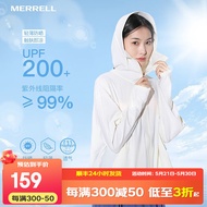 迈乐（Merrell）户外女防晒衣UPF200+夏冰丝感披肩款护脸连帽防紫外线皮肤衣 米白色 M