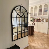 Mirror Full Body Mirror Wall-Mounted Retro Entrance French Indoor Large Advanced Arc Arched Househol