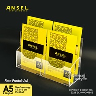 ANSEL 2-Tier Acrylic Brochure Rack, size. A5 Type E2 - 2 Tiers [Acrylic Display Holder Flyer]