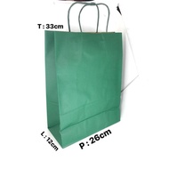 12 PCS PAPERBAG GREEN KRAFT STRAP 26X12X33 YYP
