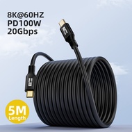 ​5M USB C To Type C PD 100W Fast Charging Cable USB3.2 20Gbps 8K@60Hz USB-C Extension Cable Cord For