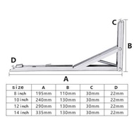 Bracket Engsel Siku Meja Lipat Dinding Stainless 65kg 8 inch 2 PCS