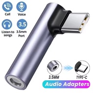 Elbow Type C to 3.5mm HiFi Earphone Adapter 3.5 Jack USB C Headphones Right Angle AUX Audio Converte