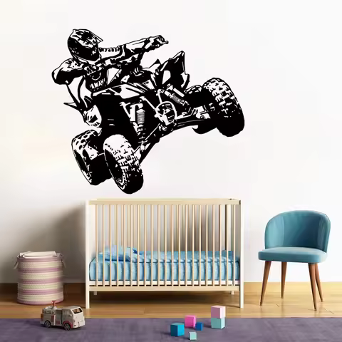 Extreme Atv Quad Rider Four Wheeler Motorcycle Wall Sticker Man Cave Bedroom 4x4 Wheeler OffRoad Rac