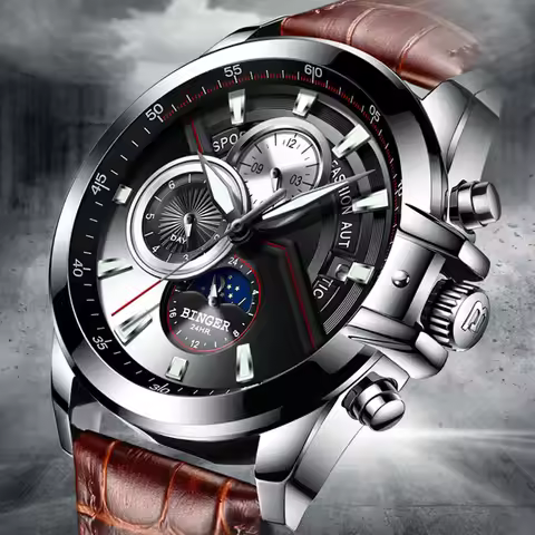 Switzerland Automatic Mechanical Watch Men Binger Sports Mens Watches Swimming Wristwatches Waterpro
