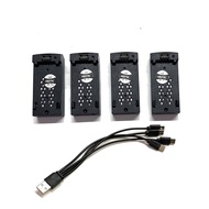4DRC V49 RC Drone Battery Spare Part Kit 4PCS Battery 3.7V 700mAh + 4in1 USB Charger Cable Part 4D-V