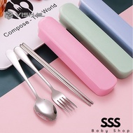 Stainless Steel Spoon, Fork, Chopsticks Set, Color Box, Portable Travel Cutlery Set Travel Cutlery/