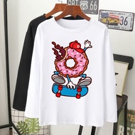  T-shirt viral donut skating lengan panjang perempuan lelaki street wear long sleeve women men/Muslimah