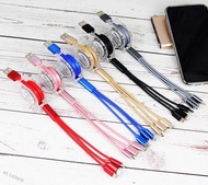 et cetera Malaysia ReadyStock 3 in 1 Fast Charging 2.4A 1M flexible cable for Android  / iPhone / Type-C;