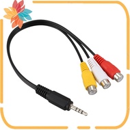 3.5mm Male Plug to 3  Female Audio Video AV Cable 22cm