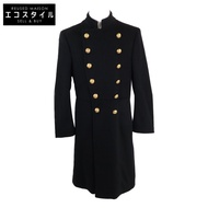 Gucci，國內銷售，正品黑色羊絨雙排扣手鍊，金色紐扣，48碼 [二手]