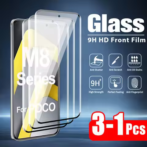 On Little PocoM8 Curved Screen Protector 3-1Pcs Glass For Xiaomi Poco M8 Pro PocoM8Pro Poxo M 8 Pro 