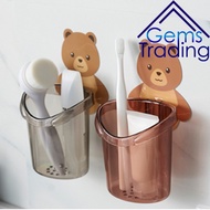 Toothbrush Holder Toothbrush Cup Cute Bear Holder Cup Kids Wall Mounted Toothbrush Toothpaste Storag