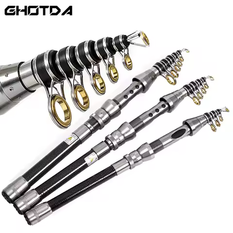 1.5M 1.8M 2.1M 2.4M Telescopic Ocean Fishing Lure Rod High Carbon Fiber Spinning Carp Feeder Bait Ca