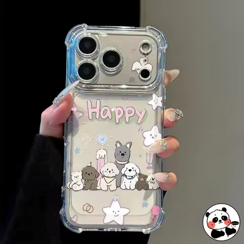Cute Flower Dog Clear Phone Case For Vivo Y77 Y77E Y76S Y76 Y75 Y73S Y72 Y70S Y70T Y67 Y66 Y58 Y55 Y