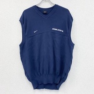 90年代Nike棉質針織背心，復古款，搭配Swoosh標誌，藏藍色，L碼