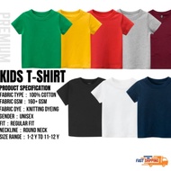 Kids T-Shirt Baju Budak Lelaki Perempuan 100% Cotton Kids T-shirt Kosong Budak Boys/Girls Shirt Kid