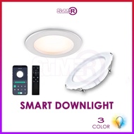 Downlight Lampu Smart Dimmable Down Light LED 3 Color Round Remote Bluetooth Ceiling Siling 18w Bula