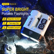 Boruit U6 LED EDC Portable Flashlight 20W Super Bright Torch Light Type-C Rechargeable Waterproof Ni