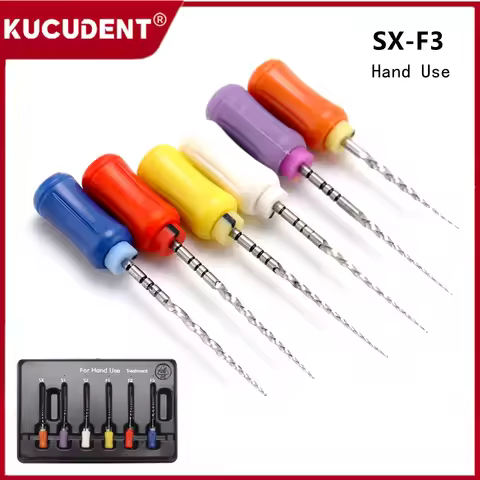 6pcs/Box Dental Endo Files Root Canal NiTi Super Rotary File SX-F3 for Hand Use Endodontic Treatment