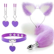 Butt Fox Tail butt plug Sexy Plush Cat Ear Headband With Bells Necklace Set Massage Sex Toys For Wom