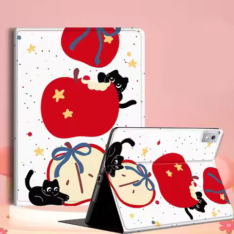 Apple Cat Illustration Pattern For Lenovo Tab Xiaoxin Pad 700 Y900 Gen4 K10 P11 GT K11 3rd P11 P12 P