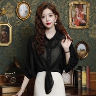 baju blouse wanita baju wanita Pakaian pelindung matahari sifon nipis musim panas, kemeja atas lenga