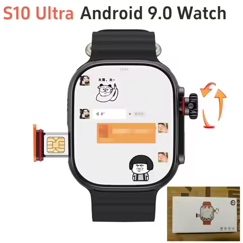 S10 Ultra 4G Android Smartwatch Titanium alloy 2.2'' AMOLED Screen with 8MP Camera WIFI GPS Google P