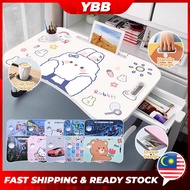 YBB Cartoon Design Laptop Stand With Cup Holder Meja Lipat Foldable Laptop Table Portable Lap Desk Bed Table Laptop Stand Tablet Slot Lifting Handle