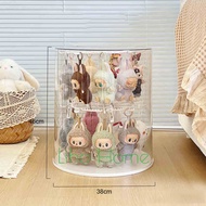 Labubu จี้กล่องแสดงโปร่งใส Hand-made หมุน cry baby ขาตั้งจอแสดงผล