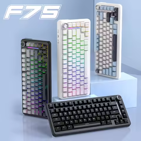 75% Hot Swap Gaming Keyboard Wireless FREEWOL F75 RGB Mechanical Keyboard with Metal Knobs AULA F75