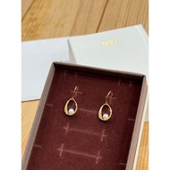 Japan ete K10YG Pearl Ribbon Earrings