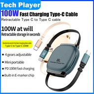 100W Type C Fast Charging Cable USB C to USB C Cable 100W Retractable USB C to C 5A Fast Charger Cab
