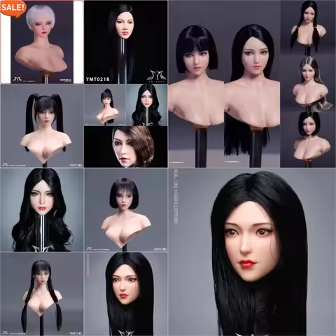 YMTOYS 1/6 Female Soldier Head Sculpt YMT083 Asian Beauty Head Carving Fit 12'' PH TBL Action Figure