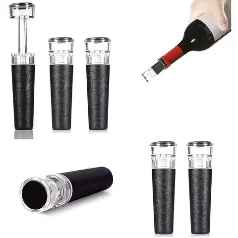 Vacuum Wine Stopper, Reusable Stoppers with Built-in Vacuum Pump Leakproof Wine Bottle Sealer Silico