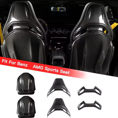 Carbon Fiber Backseat Cover Fit for Benz W177 A45 A45S C118 CLA45 CLA45S Sports Seat Back Kick Mats